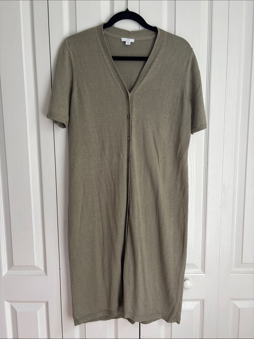J. Jill Linen Blend Duster Button Up Cardigan Sage Green. size Medium